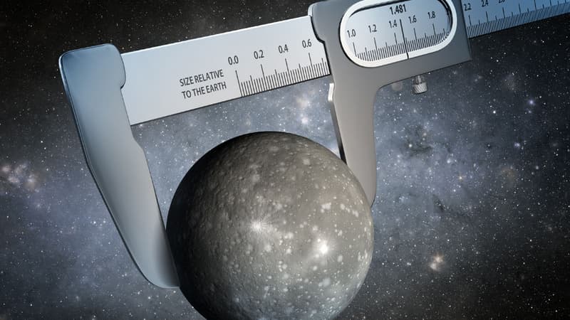 Mesure d'un monde extraterrestre ("Gauging an Alien World's Size"), vue d'artiste.