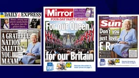 Les unes de ce jeudi 2 mai 2022 du Daily Express, du Daily Mirror et du Sun. 