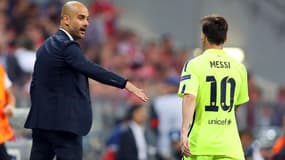 Pep Guardiola et Lionel Messi, à Barcelone le 12 mai 2015
