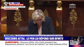Déclaration de politique générale de Gabriel Attal: "Je n'ai pas senti le grand souffle qui puisse emporter le pays vers des lendemains heureux", affirme Marine Le Pen (RN)
