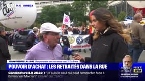 Des retraités manifestent dans la rue à Paris pour demander "une revalorisation de leur pension" face à la hausse du pouvoir d'achat