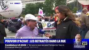 Des retraités manifestent dans la rue à Paris pour demander "une revalorisation de leur pension" face à la hausse du pouvoir d'achat