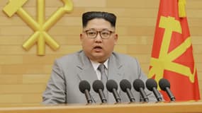 Kim Jong-Un lors de sa déclaration du Nouvel An, le 1er janvier 2018 en Corée du Nord