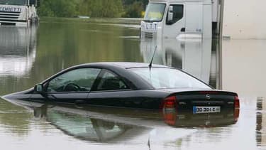 Inondations à Buchères près de Troyes dans l'Aube le 7 mai 2013.
