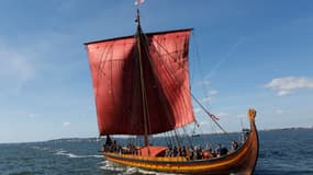 Le Draken Harald Harfagre, plus grand drakkar actuellement construit des temps modernes, le 17 septembre 2016 à New York. (Photo d'illustration)