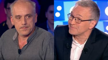 Philippe Poutou sur le plateau de l'émission "On n'est pas couché", présentée par Laurent Ruquier