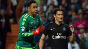 Keylor Navas et Edinson Cavani lors de PSG-Real Madrid 