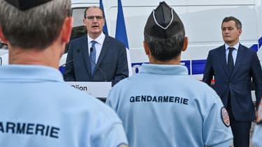 Le Premier ministre Jean Castex et le ministre de l'Intérieur Gérald Darmanin à Dijon le 10 juillet 2020.