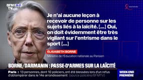 "Je n'ai aucune leçon à recevoir sur la laïcité": Élisabeth Borne répond à Gérald Darmanin sur la question du port du voile dans le sport
