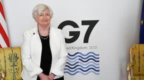 La secrétaire d'Etat américaine au Trésor, Janet Yellen, au second jour du G7 Finances, à Londres, le 5 juin 2021, 