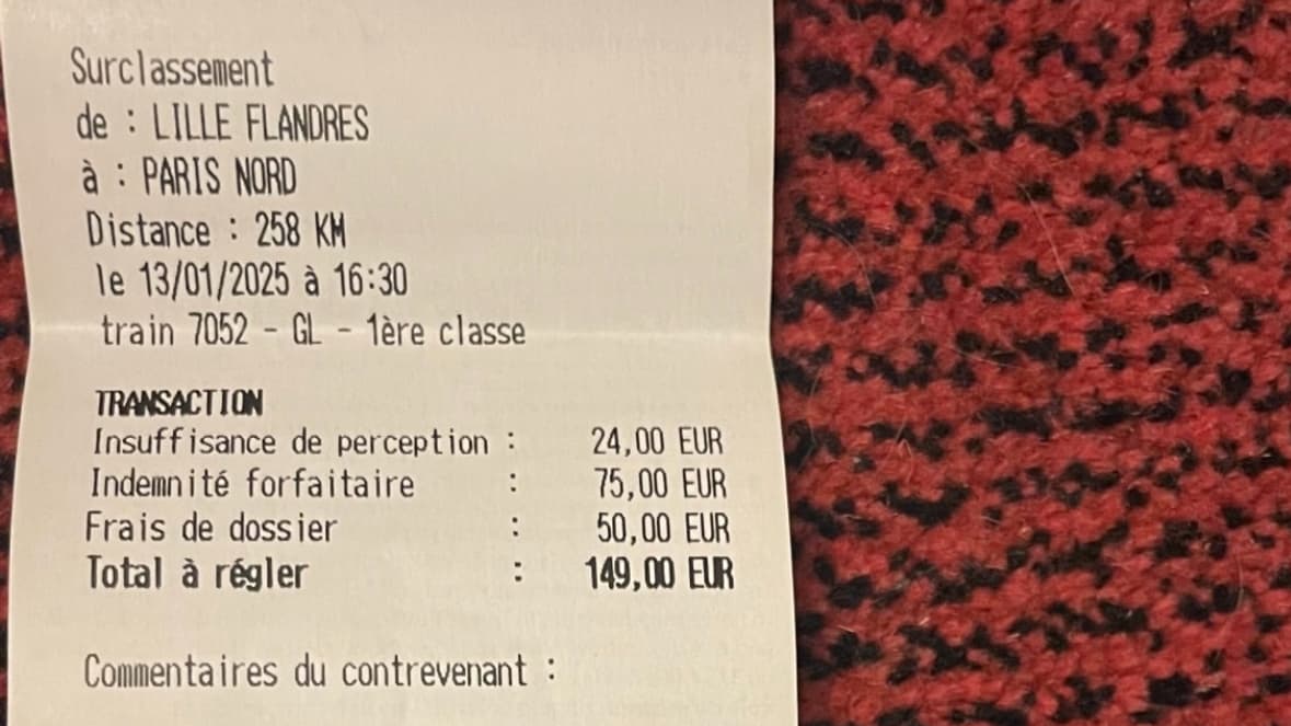 Le ticket de la contravention de 149 euros émis à l'encontre d'Axel Alletru. 