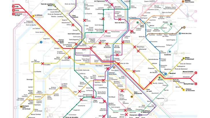 La RATP a publié une carte afin de découvrir l'ensemble des stations de métro fermées en cette journée de mobilisation contre la réforme des retraites.