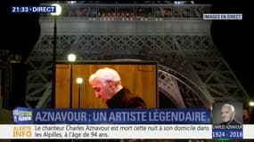 Hommage à Charles Aznavour au pied de la Tour Eiffel