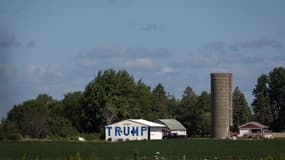 Un message de soutien à Donald Trump, alors candidat républicain à l'élection présidentielle américaine, sur une grange d'une ferme de l'Iowa, le 10 août 2024 (photo d'illustration).