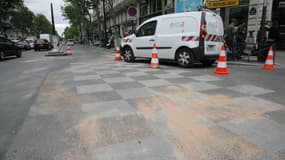 Les lieux de l'accident, boulevard Sébastopol à Paris, le 28 mai 2015