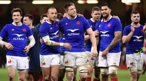 Les joueurs du XV de France contre le Pays de Galles, à Cardiff le 22 février 2020
