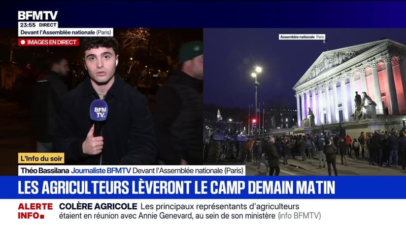 Colère agricole: les agriculteurs présents devant l'Assemblée nationale ont décidé de lever le camp entre 4h et 6h du matin
