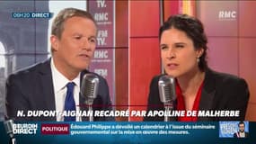 Nicolas Dupont-Aignan et son "courage de parler" questionnés par Apolline De Malherbe