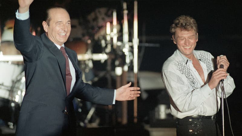 Jacques Chirac et Johnny Hallyday en 1988
