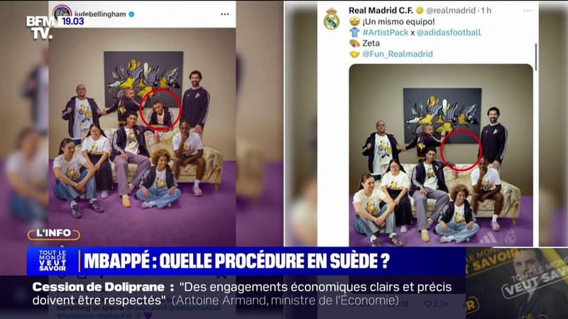 Regarder la vidéo Kylian Mbappé retiré d'une photo avec ses coéquipiers du Real Madrid: le club eteint la polémique