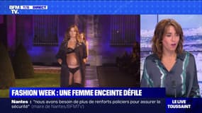 Fashion week: une mannequin enceinte de 8 mois défile en lingerie au défilé Etam