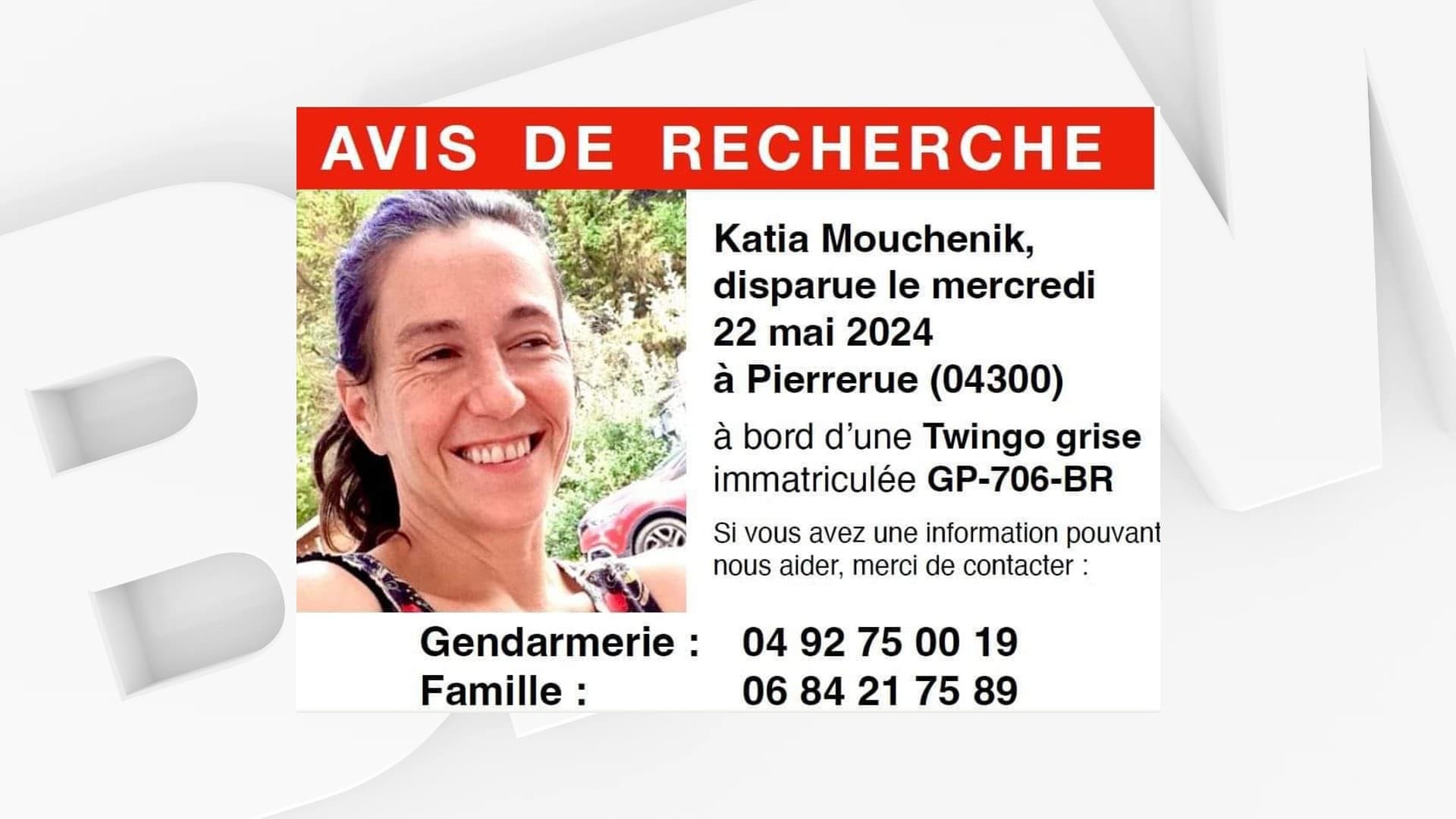 L'avis de recherche de la gendarmerie des Alpes-de-Haute-Provence.