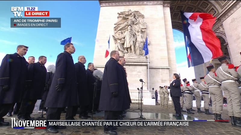 Cérémonie du 11-Novembre: la Marseillaise chantée par le chSur de l'armée française