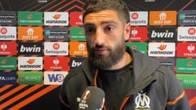 Samuel Gigot en entretien RMC Sport avant le 16e de finale de Ligue Europa de l'OM, 21 février 2024