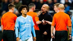 Pep Guardiola s'en prend aux arbitres du match de League Cup entre Newcastle et Manchester City (1-0), le 27 septembre 2023