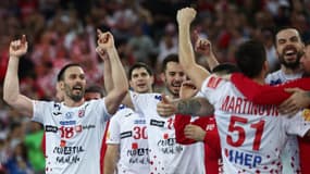 La joie de l'équipe de handball de Croatie, qualifiée pour les quarts de finale de la Coupe du monde, 26 janvier 2025