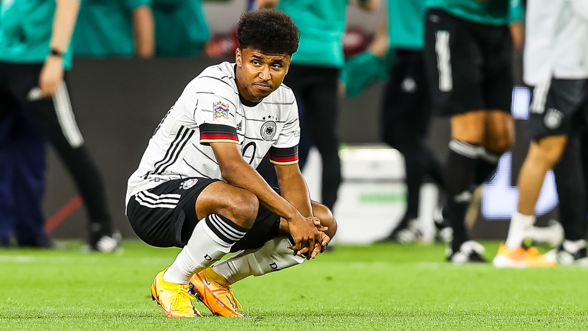 Karim Adeyemi dépité avec l'Allemagne en juin 2022