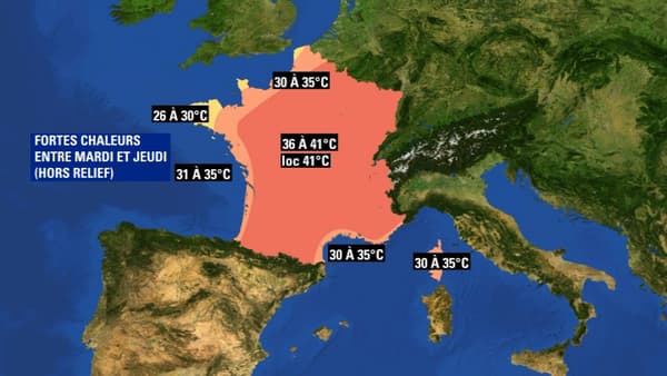 Les températures attendues pour ce deuxième épisode caniculaire. Les températures attendues pour ce deuxième épisode caniculaire.