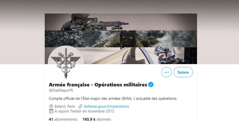 Le compte Twitter officiel de l'État-major des armées