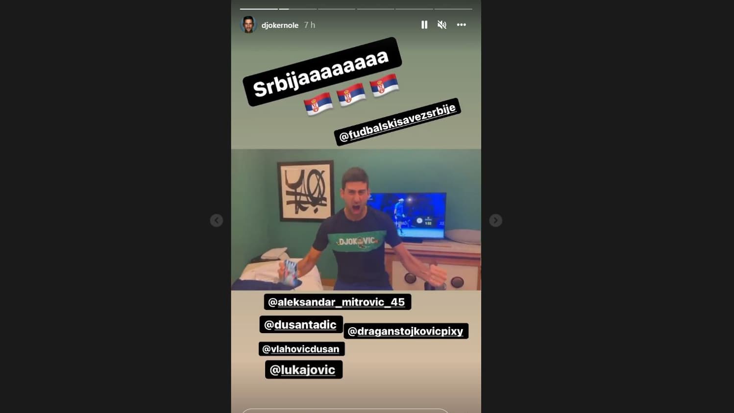 La joie de Djokovic après la qualification de la Serbie