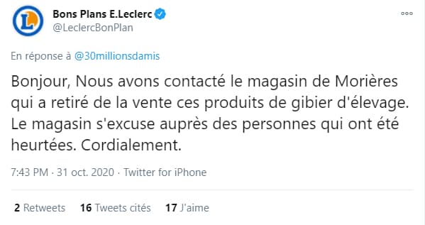 Le magasin a présenté ses excuses Le magasin a présenté ses excuses