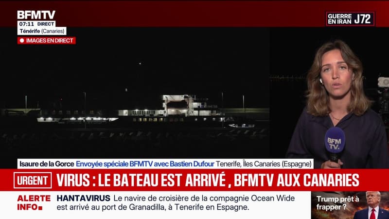 Hantavirus: le MV Hondius est arrivé dans le port de Grenadille à Tenerife, aux Canaries