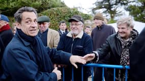 Nicolas Sarkozy en visite à Carantec, en Bretagne.