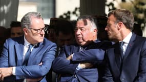 Richard Ferrand, Gérard Larcher et Emmanuel Macron le 19 septembre 2018 à Paris.