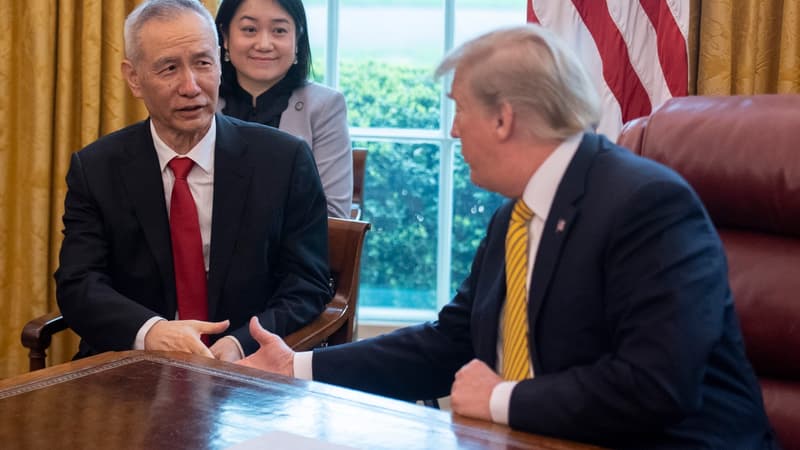 Le vice-Premier ministre chinois Liu He et Donald Trump