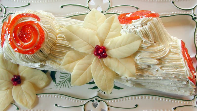 Une bûche de Noël, riche en sucre et graisses. (Illustration)