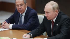 Vladimir Poutin et Sergueï Lavrov à Astana, au Kazakhstan, le 4 juillet 2024