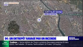Ivry-sur-Seine: un entrepôt ravagé par un incendie