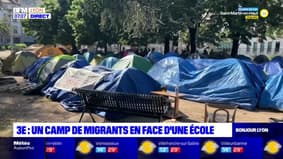 Lyon: un camp de migrants installé en face d'une école