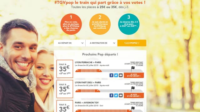 Pour le dimanche 5 juillet, c'est le Paris-Avignon qui a la faveur des internautes avec un taux de remplissage de 80%