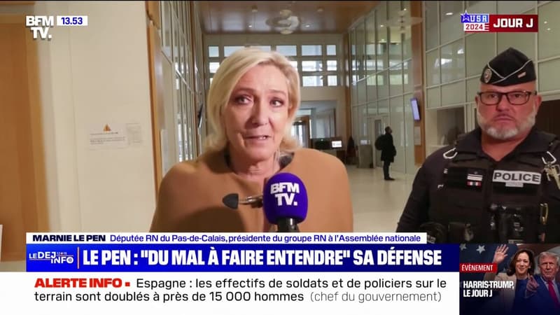 Procès RN: J'ai le sentiment que le tribunal a du mal à entendre des arguments que nous développons, estime Marine Le Pen