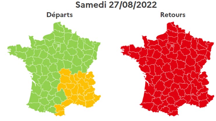Bison Futé classe de nouveau en rouge cette journée dans le sens des retours. Bison Futé classe de nouveau en rouge cette journée dans le sens des retours.