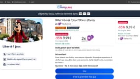 Un site frauduleux qui promet des places à prix cassé.
