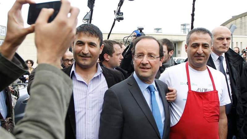 Francois Hollande à Laon. Le candidat socialiste s'est présenté mardi comme un possible président proche des Français