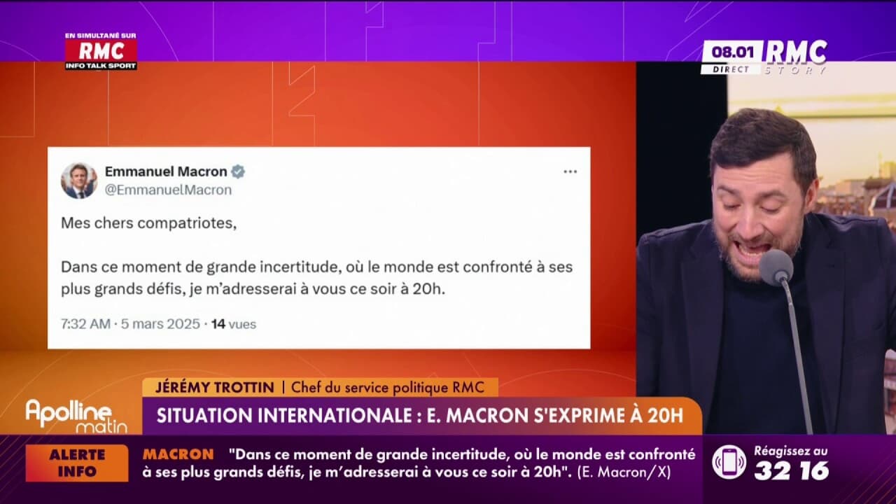 Emmanuel Macron prendra la parole ce mercredi à 20h
