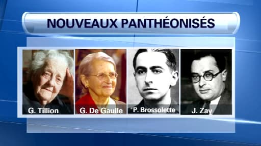 Germaine Tillion, Geneviève De Gaulle, Pierre Brossolette et Jean Zay devraient être les quatre prochains "panthéonisés".